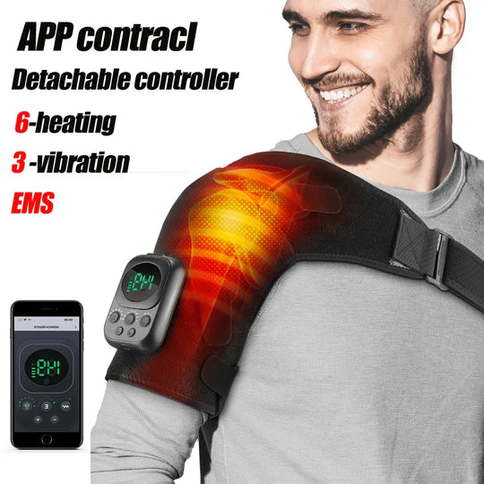 Heated Shoulder Brace Wireless with Vibration for Pain Relief