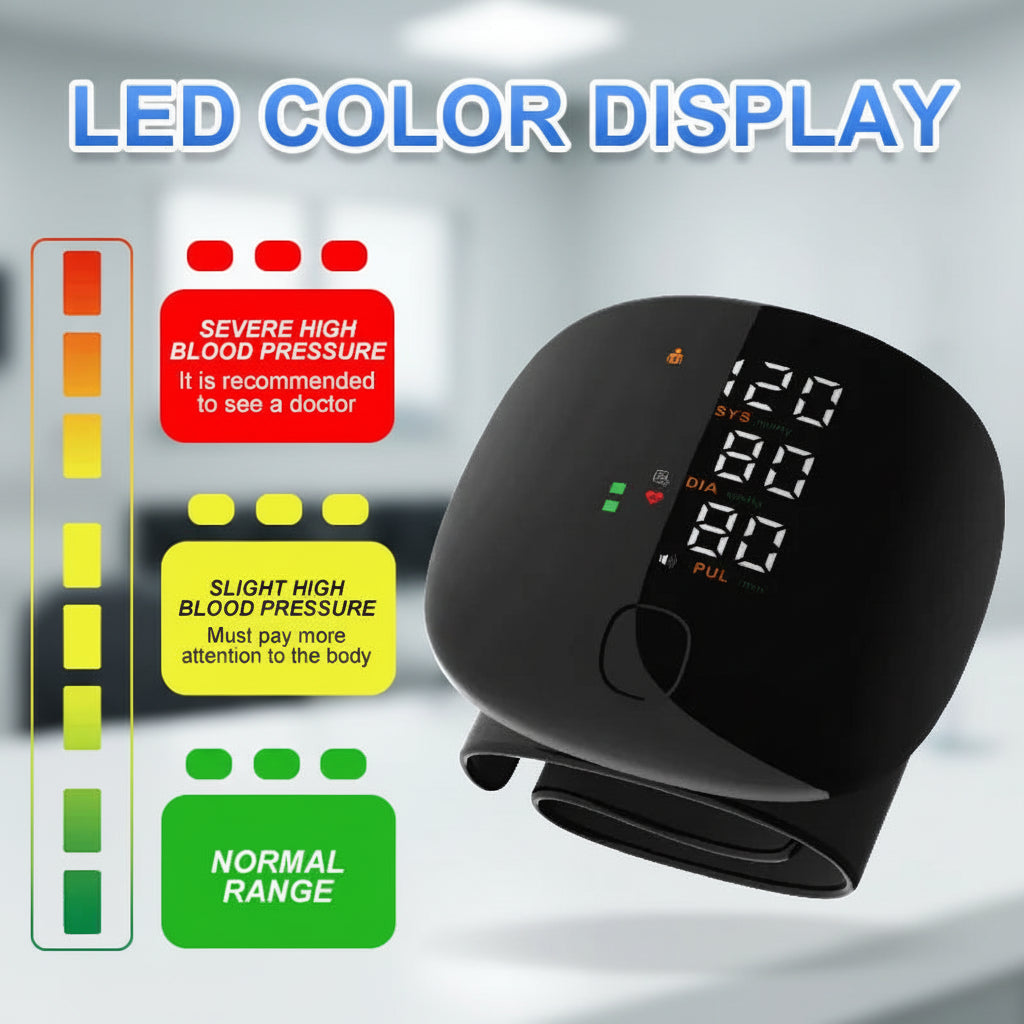 Digital Wrist Blood Pressure Monitor – Automatic Home Monitor with LED Display