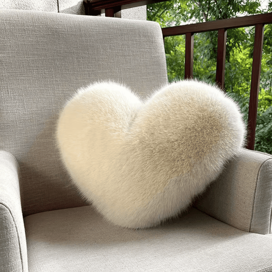 Heart Shaped Faux Fur Pillow | Soft Plush Decorative Cushion