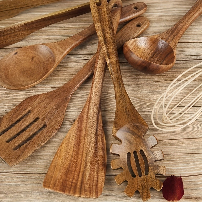 Wooden Kitchen Utensil Set 7 Piece Cooking Spoon Tool Set
