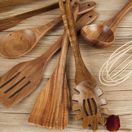 Wooden Kitchen Utensil Set 7 Piece Cooking Spoon Tool Set
