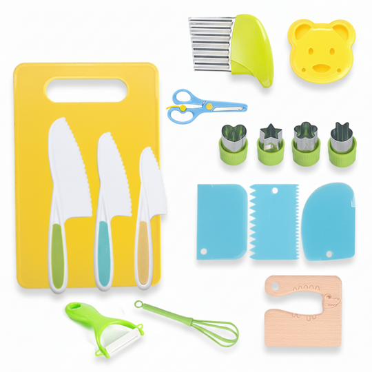 Kids Kitchen Set Child Safe Cooking Tools Beginner Chefs