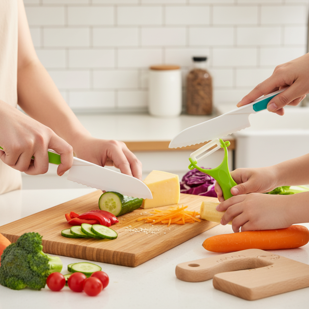 Kids Kitchen Set Child Safe Cooking Tools Beginner Chefs