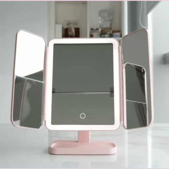 LED Makeup Mirror | Adjustable Three Light Colors with Foldable Design