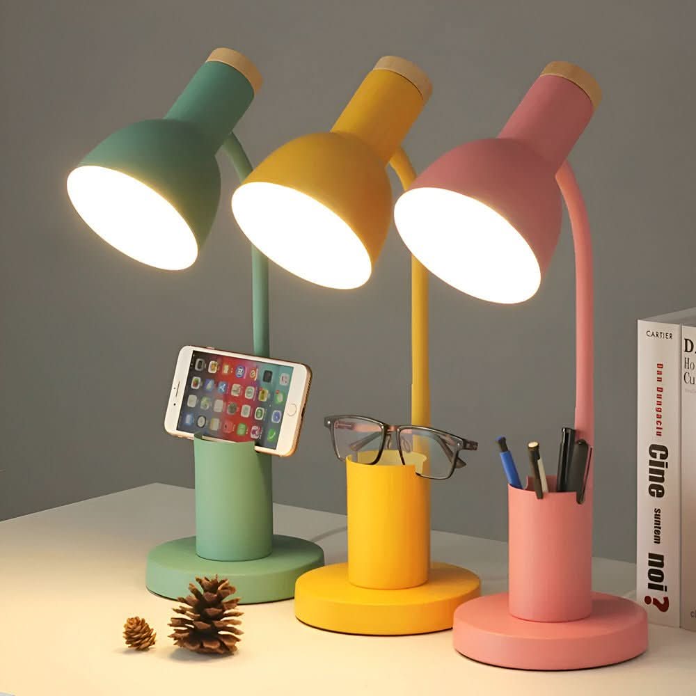 Modern LED Desk Lamp | Integrated Pen Holder and Adjustable Head
