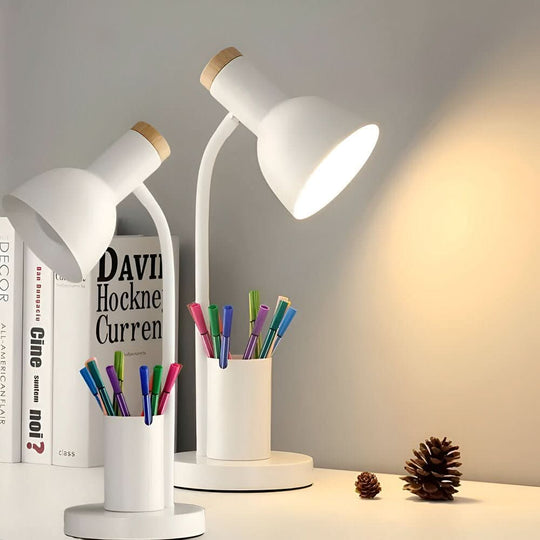 Modern LED Desk Lamp | Integrated Pen Holder and Adjustable Head