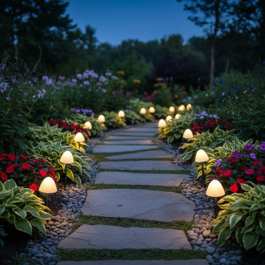 Outdoor Solar Lights Garden Mushroom Stake Set