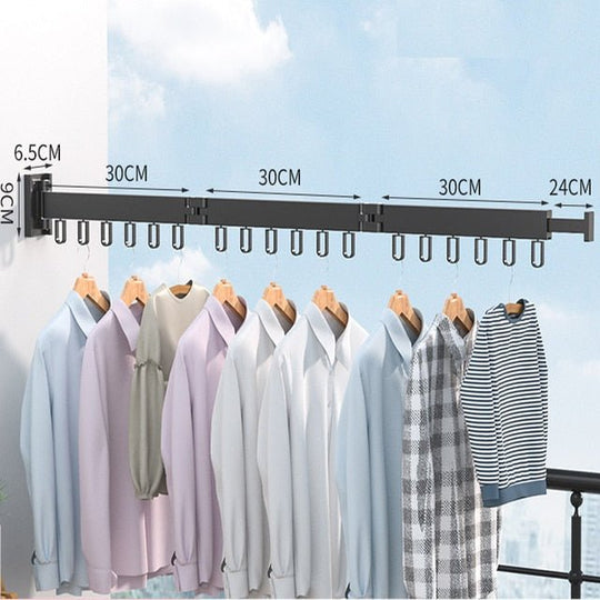 Drying Rack Wall Mounted Retractable Folding for Laundry Room