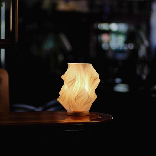 Table Lamp Modern Wave USB Dimmable Wood Base LED Light
